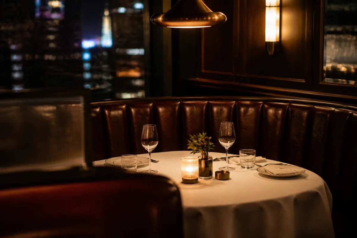 A private booth set for dinner in a Las Vegas steakhouse